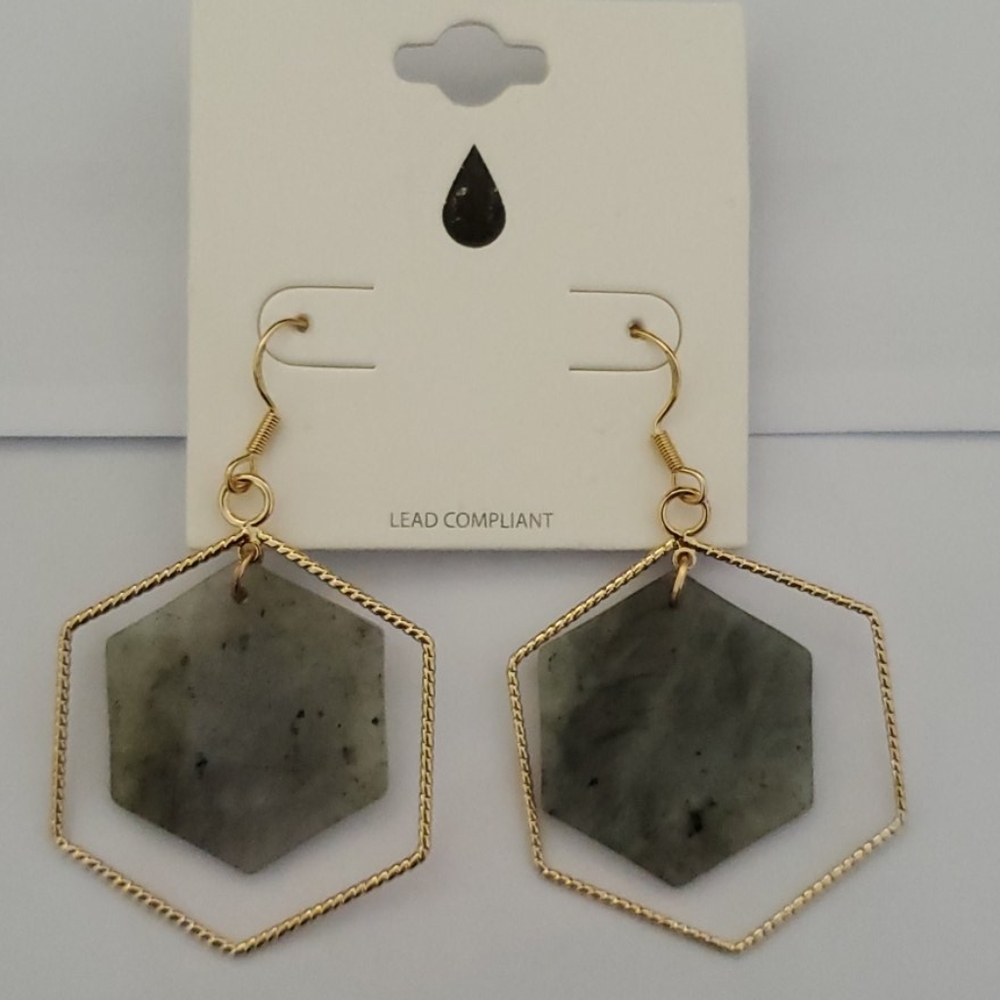 Stone, dangle earrings